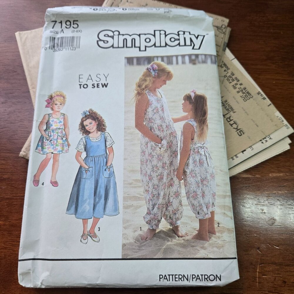 Simplicity 7195 sewing pattern Child's Jumpsuit Sundress Size 2-6x UNCUT